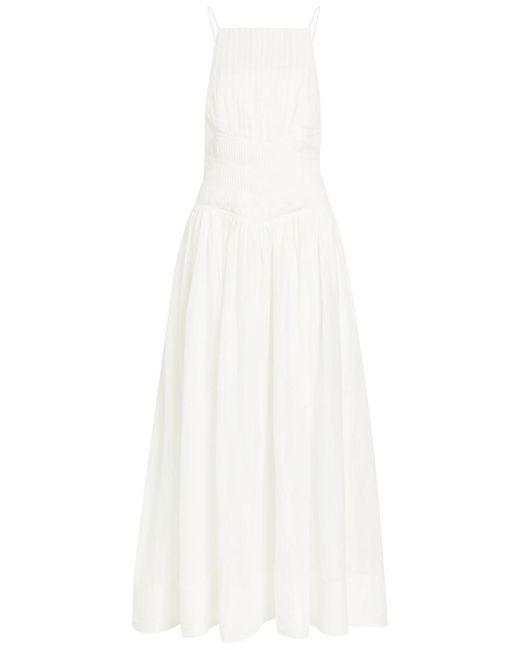 Aje. White Helene Pleated Ramie Maxi Dress