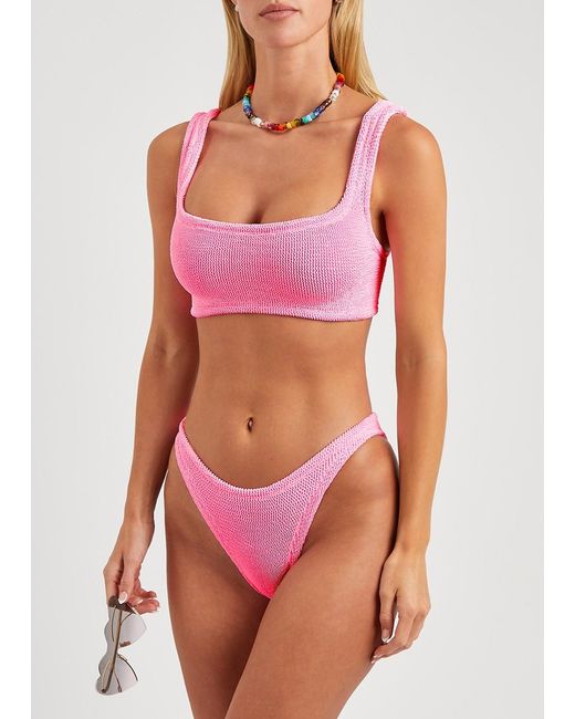Hunza G Pink Xandra Seersucker Bikini