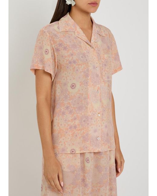 Chloé Pink Floral-Print Silk Shirt