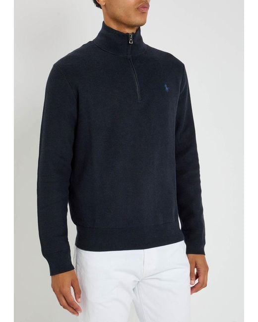 Polo Ralph Lauren Blue Half-Zip Cotton-Knit Jumper for men