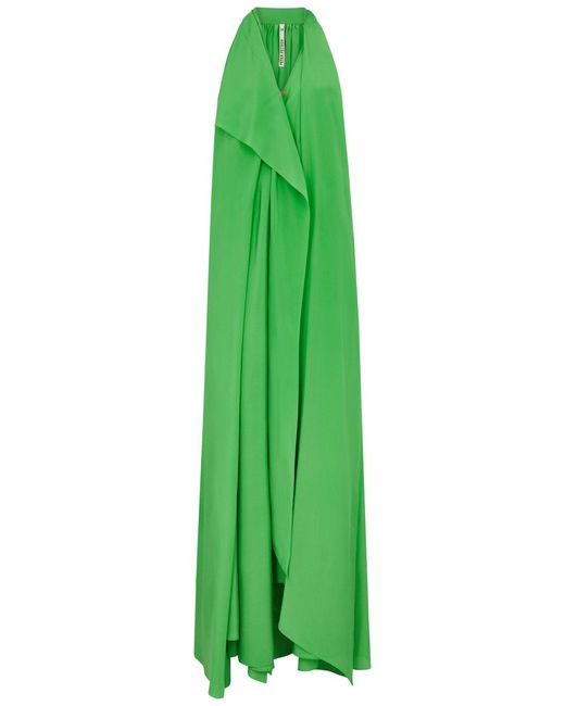 Petar Petrov Green True Romance Silk Crepe De Chine Maxi Dress