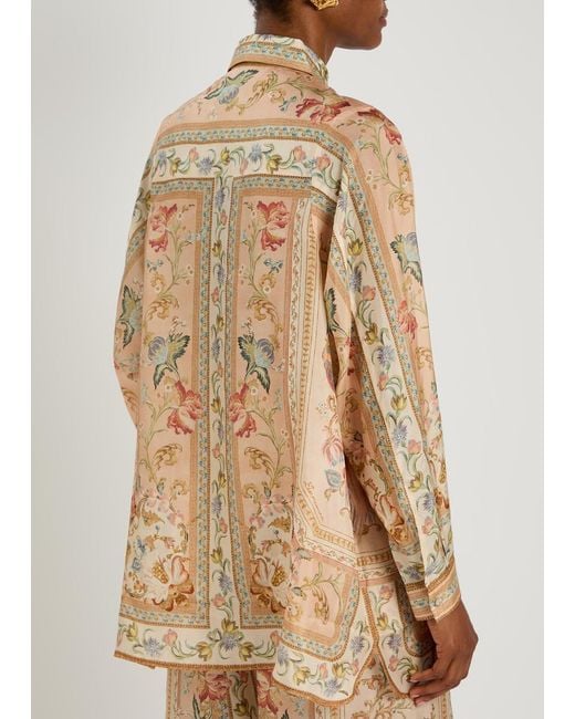 Zimmermann Natural Roselight Printed Silk Shirt