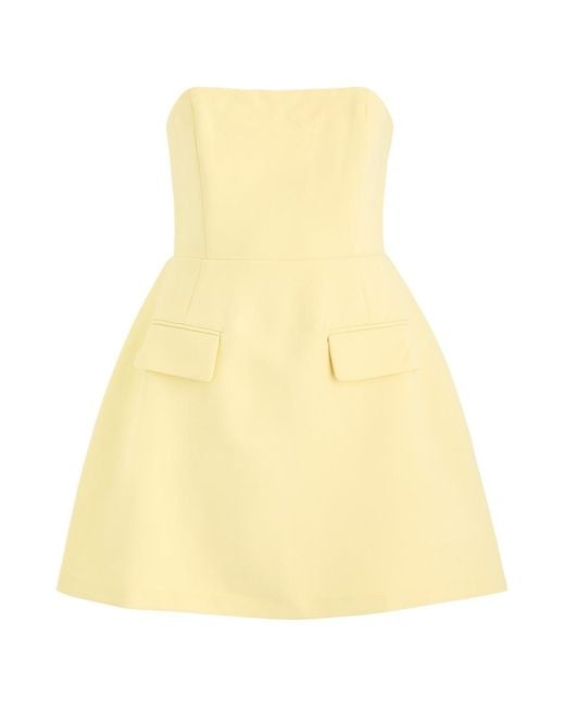 Odd Muse Yellow Strapless Crepe Mini Dress