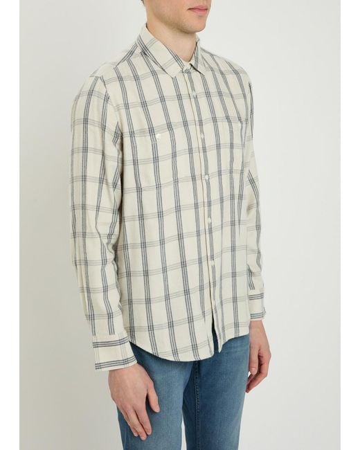 PAIGE White Everett Checked Flannel Shirt for men