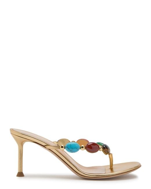 Gianvito Rossi Shanti 70 Embellished Metallic-Leather Sandals
