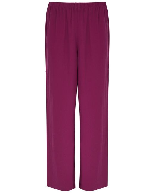 Eileen Fisher Purple Silk Crepe De Chine Trousers