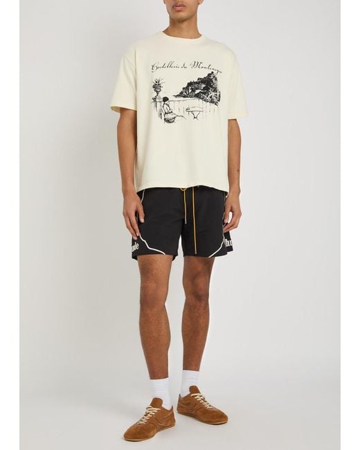 Rhude Black Moonlight Embroidered Shell Shorts for men