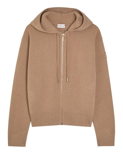 Moncler Brown Hooded Wool And Cashmere-Blend Cardigan