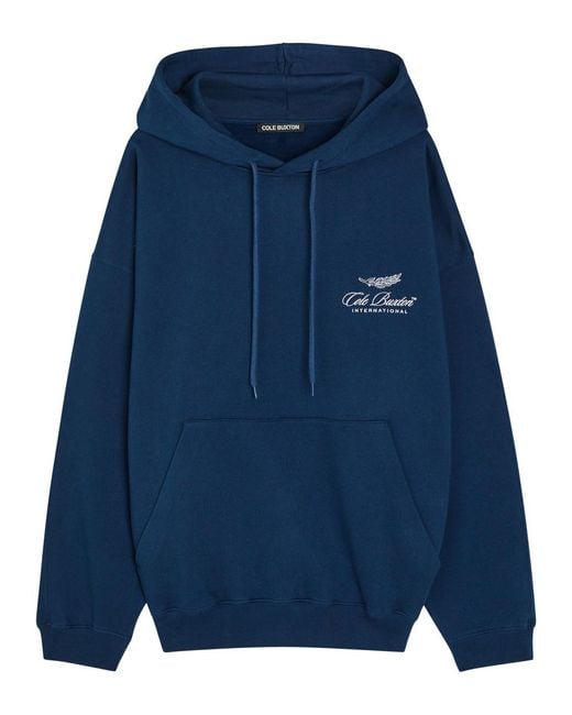Cole Buxton Blue International Hooded Logo-Embroidery Cotton Sweatshirt for men