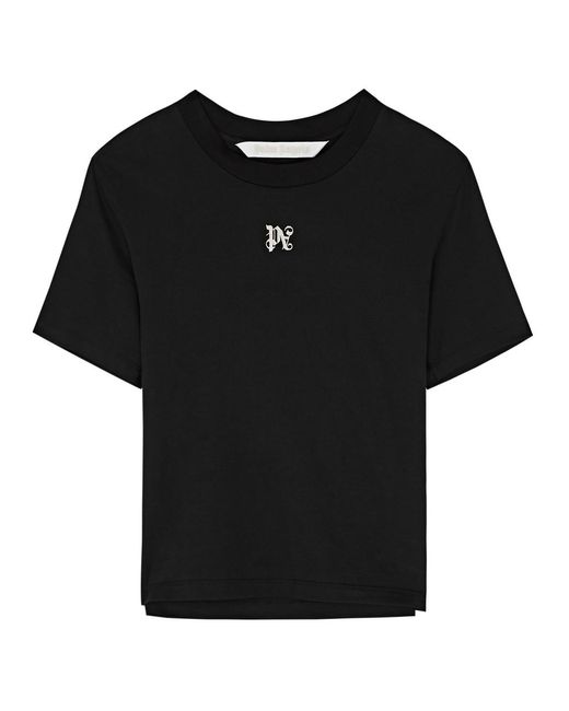 Palm Angels Black Logo-embroidered Cotton T-shirt