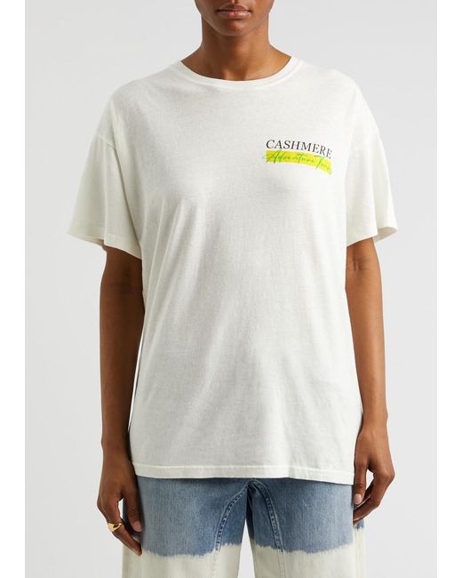 The Elder Statesman White Adventure Tours Printed Cotton-Blend T-Shirt