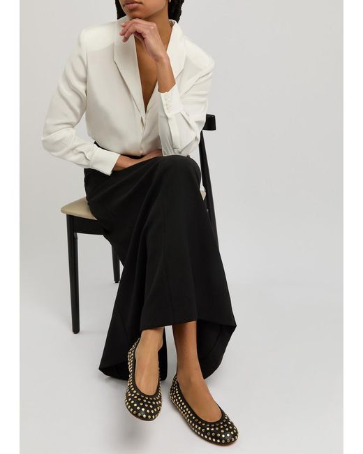 Lanvin Black Studded Leather Ballet Flats