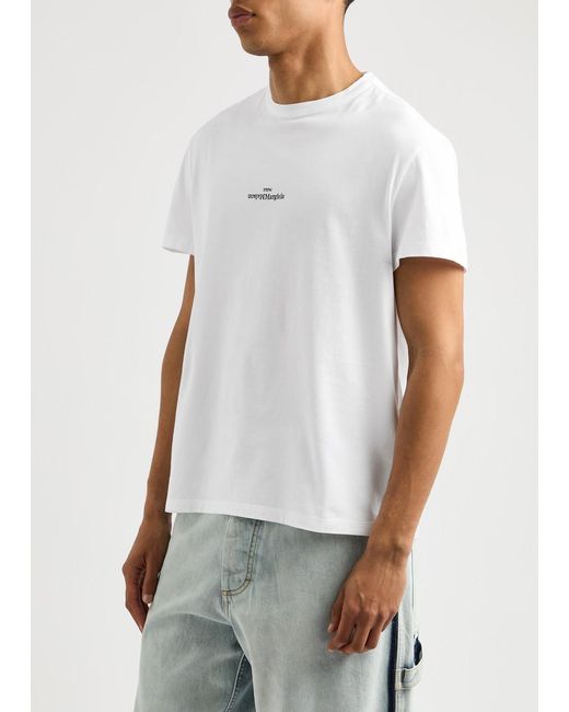 Maison Margiela White Logo-Embroidered Cotton T-Shirt for men