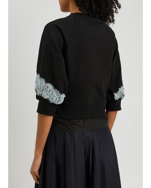 3.1 Phillip Lim Black Lantern Lace-panelled Cotton Sweatshirt