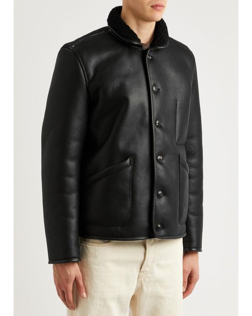 YMC Black Brainticket Leather Jacket for men