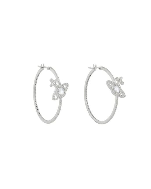 Vivienne Westwood White Olympia Cz Pavé Hoop Earrings