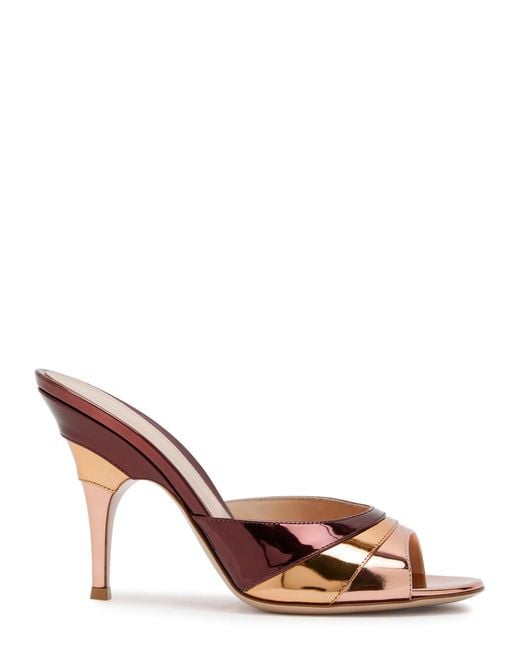 Gianvito Rossi Brown Marea 95 Metallic Leather Mules