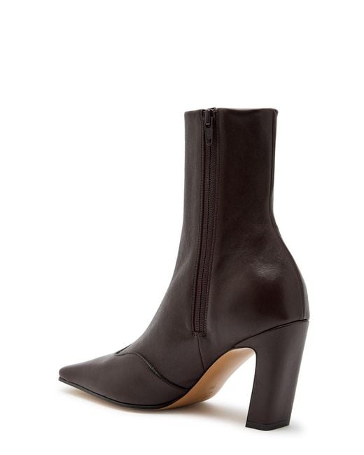 Khaite Brown Nevada 85 Designer Leather Ankle Boots Uk3
