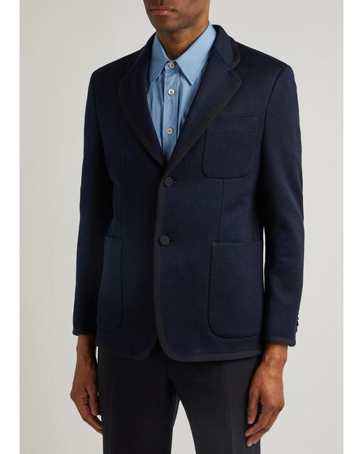Gucci Blue gg-jacquard Cotton-blend Blazer for men
