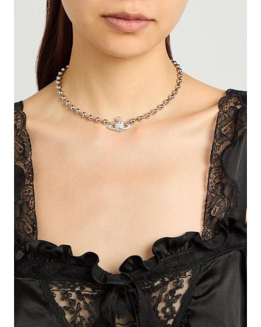 Vivienne Westwood White Thames Mini Bas Relief Orb Necklace