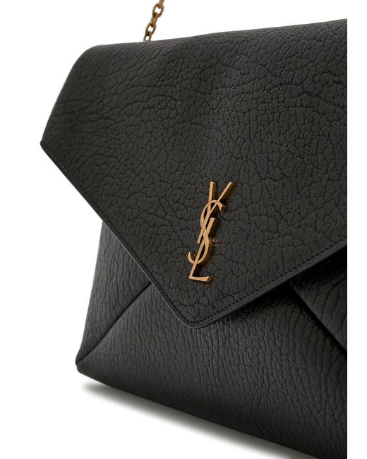 Saint Laurent Black Envelope Grained Leather Pouch