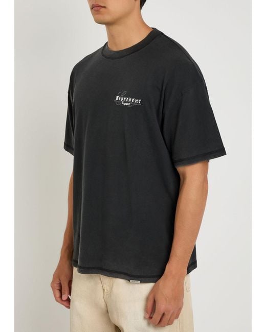 Represent Black Legacy Overprint Logo Cotton T-Shirt for men
