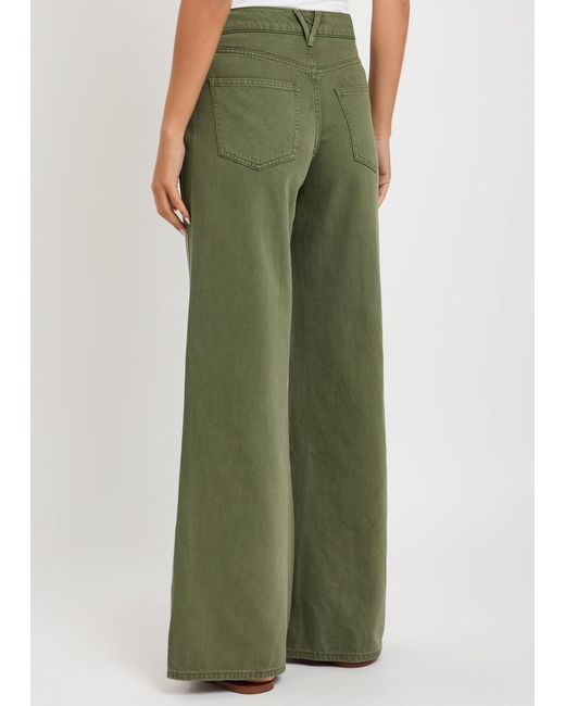 Veronica Beard Green Kasey Wide-Leg Jeans