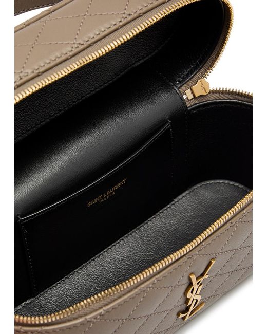Saint Laurent Brown Gaby Mini Quilted Leather Top Handle Bag