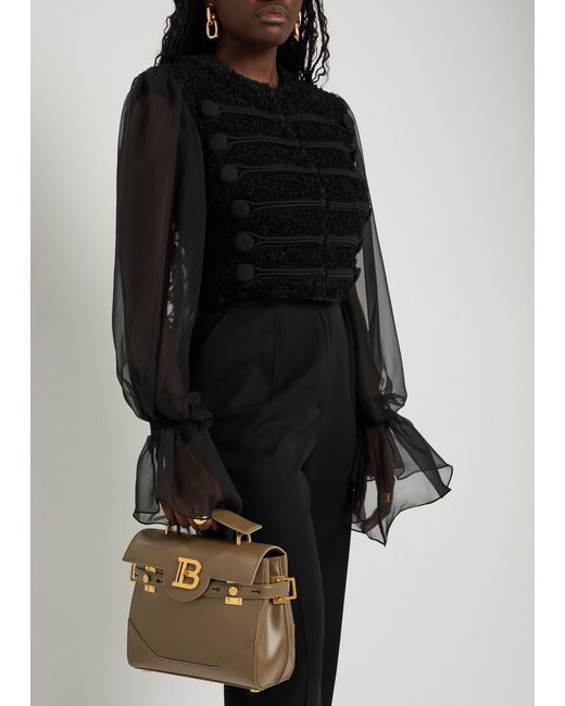 Balmain Brown B-Buzz 23 Leather Top Handle Bag