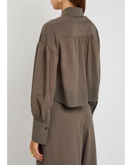 Joseph Brown Anais Cropped Wool-Blend Shirt