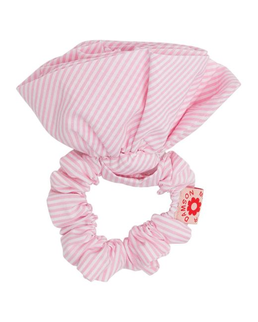 Damson Madder Pink Rosette Striped Cotton Scrunchie