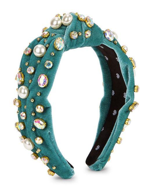 Lele Sadoughi Green Embellished Velvet Headband