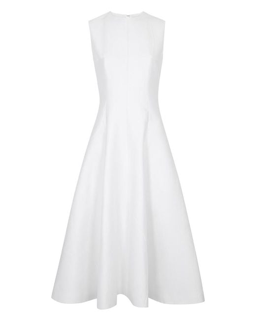 Emilia Wickstead White Mara Floral-jacquard Twill Midi Dress