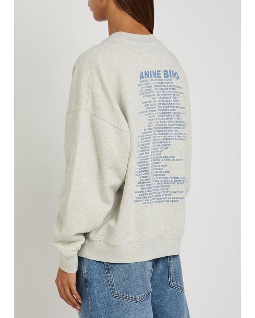 Anine Bing White Miles Printed Cotton Sweatshirt