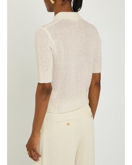 Lisa Yang White Masy Cashmere And Silk-Blend Polo Top