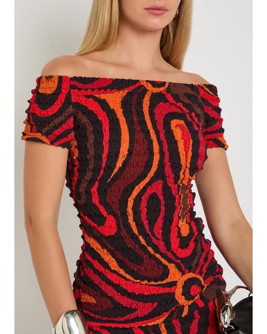 Emilio Pucci Red Printed Seersucker Top