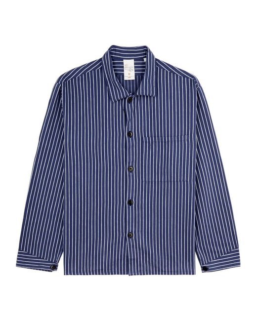 Nudie Jeans Blue Berra Striped Cotton Shirt for men