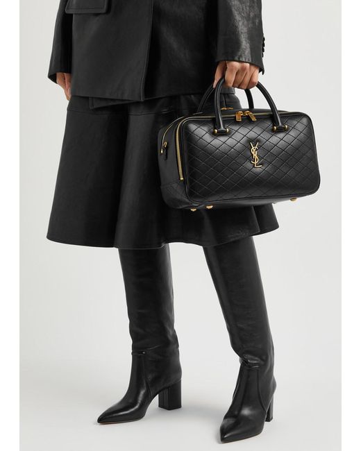 Saint Laurent Black Lyia Quilted Leather Tote
