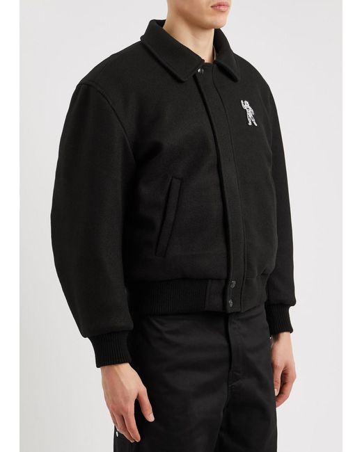 BBCICECREAM Black Appliquéd Felt Varsity Jacket for men