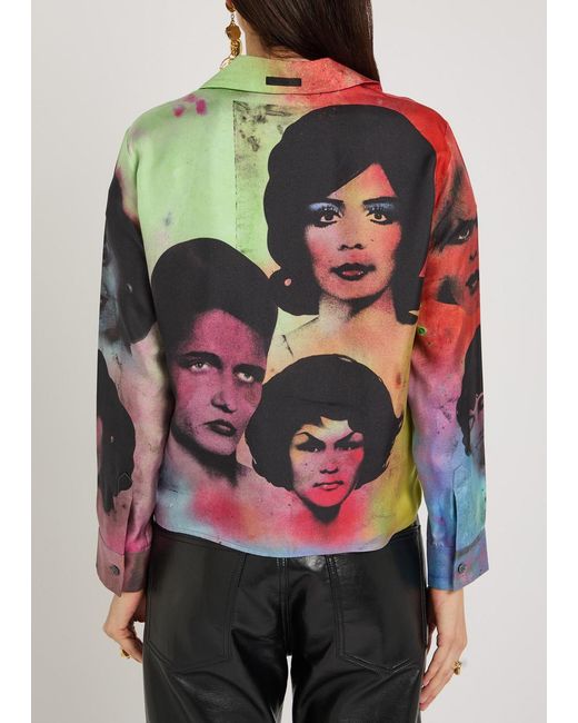 Versace Multicolor Printed Silk-Twill Shirt