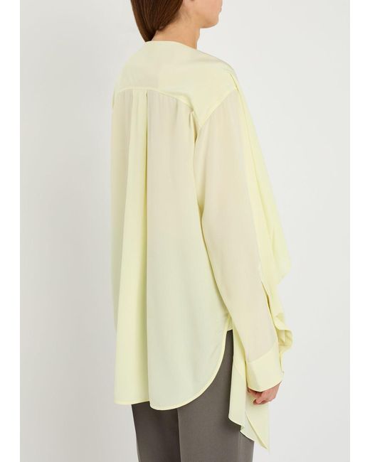 Calvin Klein Yellow Kiki Scarf-Effect Silk-Crepe Blouse