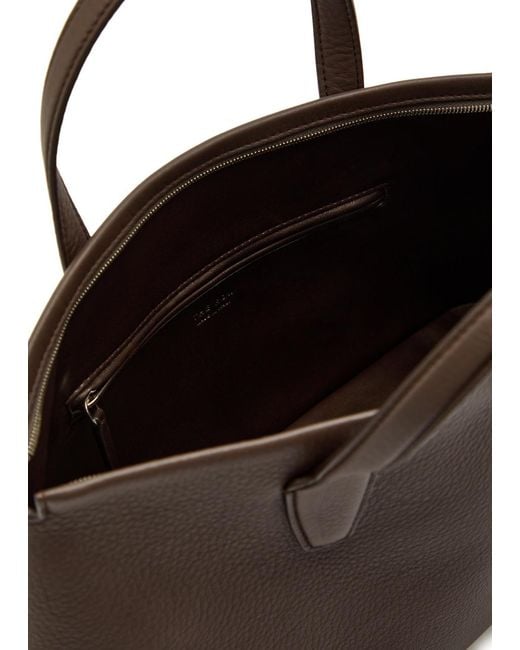 The Row Brown Marcel Grained Leather Tote