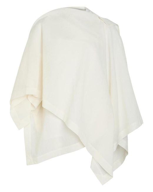 Issey Miyake White All Squares Cape-Effect Asymmetric Paper-Blend Top