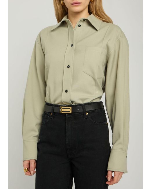 Victoria Beckham Black Frame Grained Leather Belt