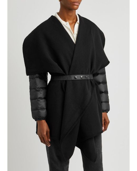 Moncler Black Wool-blend And Quilted Shell Cape
