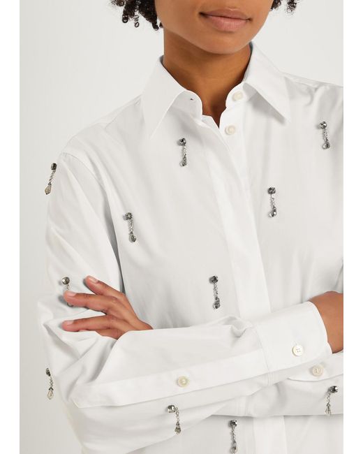 Stella McCartney Natural Crystal-Embellished Cotton-Poplin Shirt