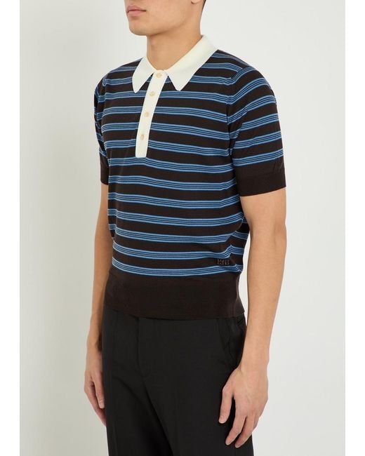 Wales Bonner Blue Breeze Merino Wool Polo Shirt for men
