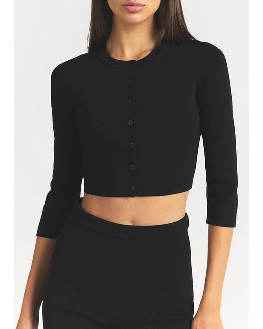 Skims Black Cropped Knit Cardigan