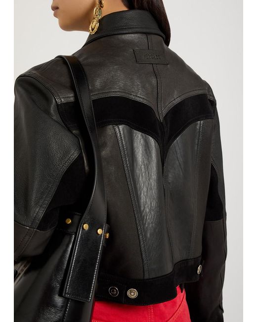 Versace Black Panelled Leather Jacket