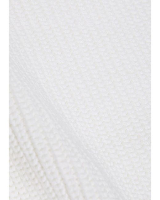 Vince White V-Neck Fine-Knit Cotton-Blend Vest
